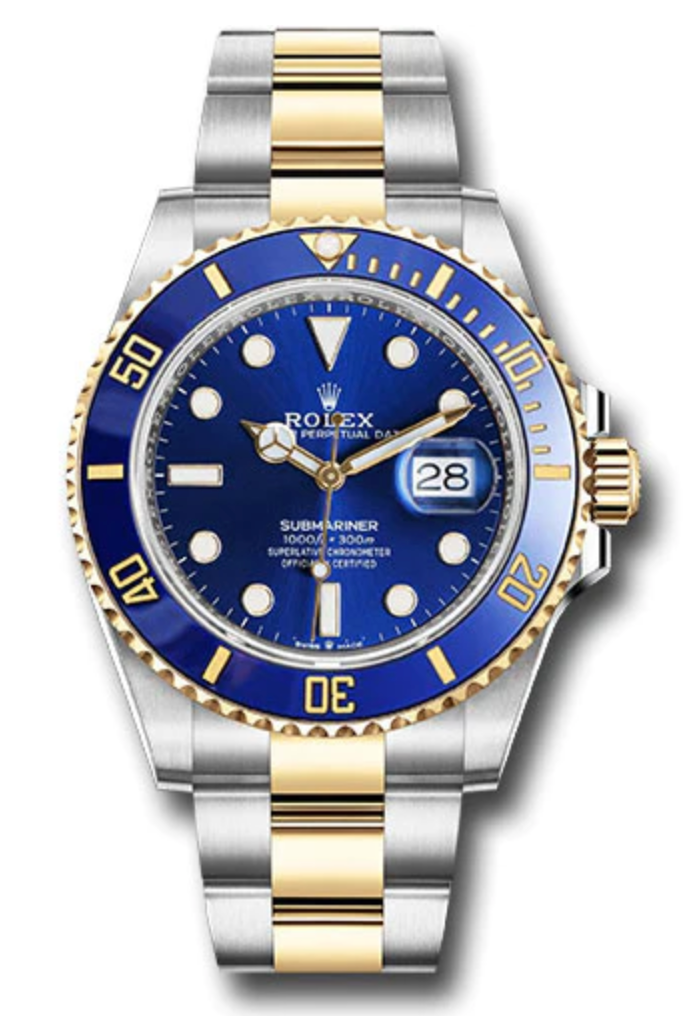 Rolex Pre owned Two Tone Yellow Gold Submariner Bluesy 126613LB