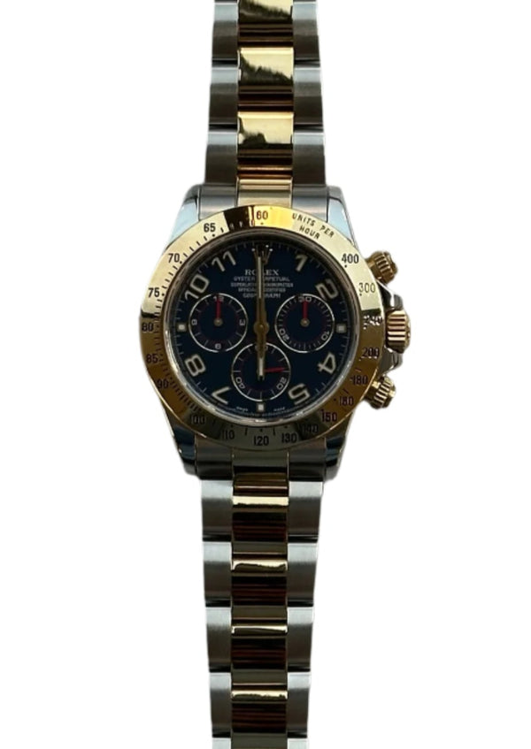 Rolex - Pre-owned Two Tone Daytona Blue Arabic Dial 116523