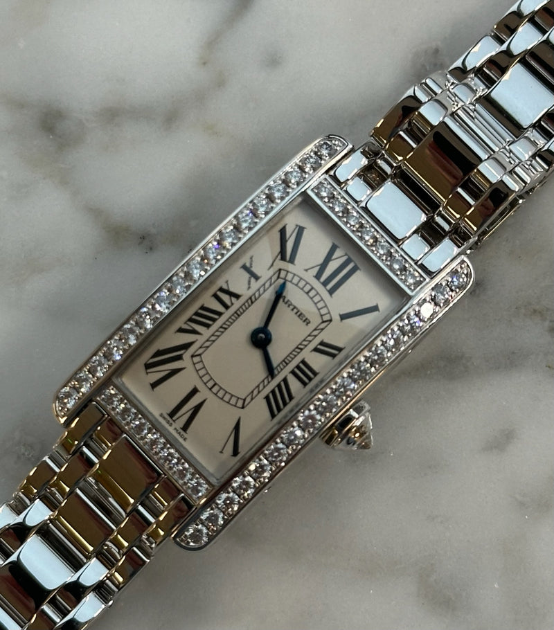 Cartier - Pre-owned Tank Americaine 19 x 35mm Diamond Bezel 2489