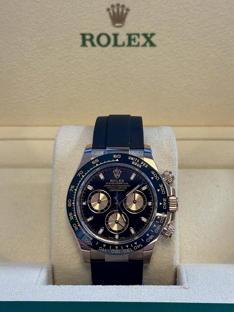 Rolex - Pre-owned Rose Gold Daytona 116515LN Black Dial