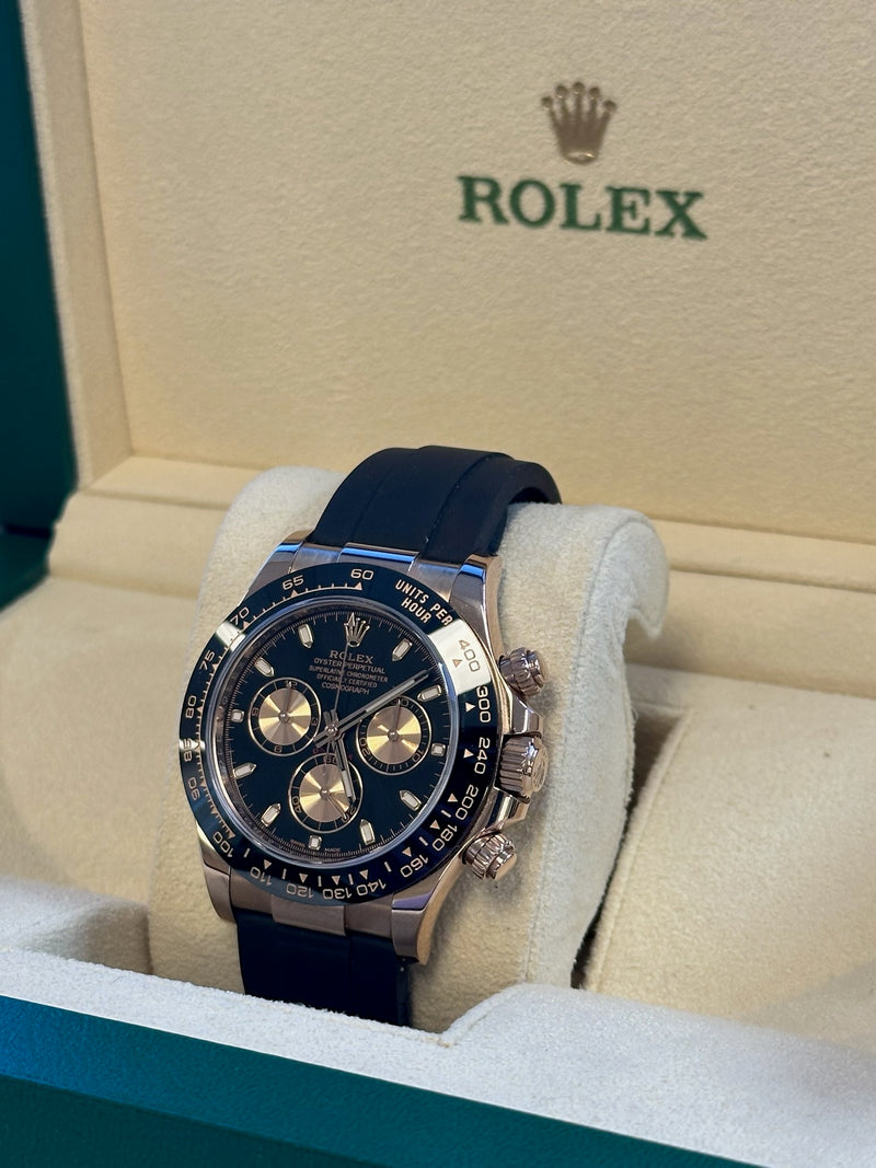 Rolex - Pre-owned Rose Gold Daytona 116515LN Black Dial