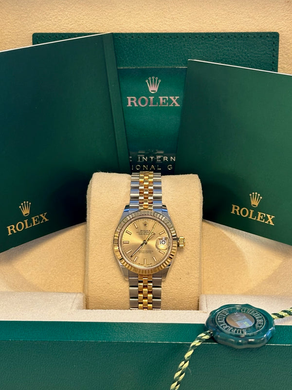 Rolex - Pre-owned Two Tone Yellow Gold Datejust 28mm Champagne Dial 279173