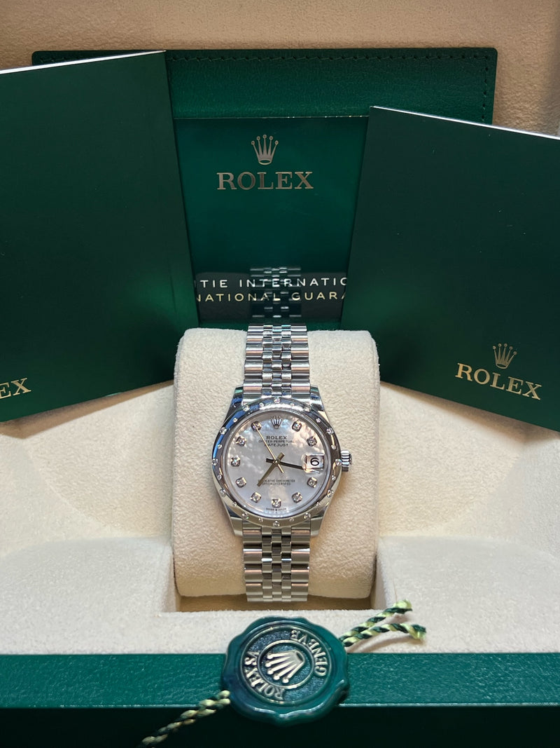 Rolex - Pre-owned Stainless Steel Datejust 31mm MOP (Mother of Pearl) Dial Diamond Bezel 278344rbr