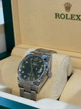 Rolex - Pre-owned Datejust 36mm Green Palm Motif Diamond Dial Oyster Bracelet 126234