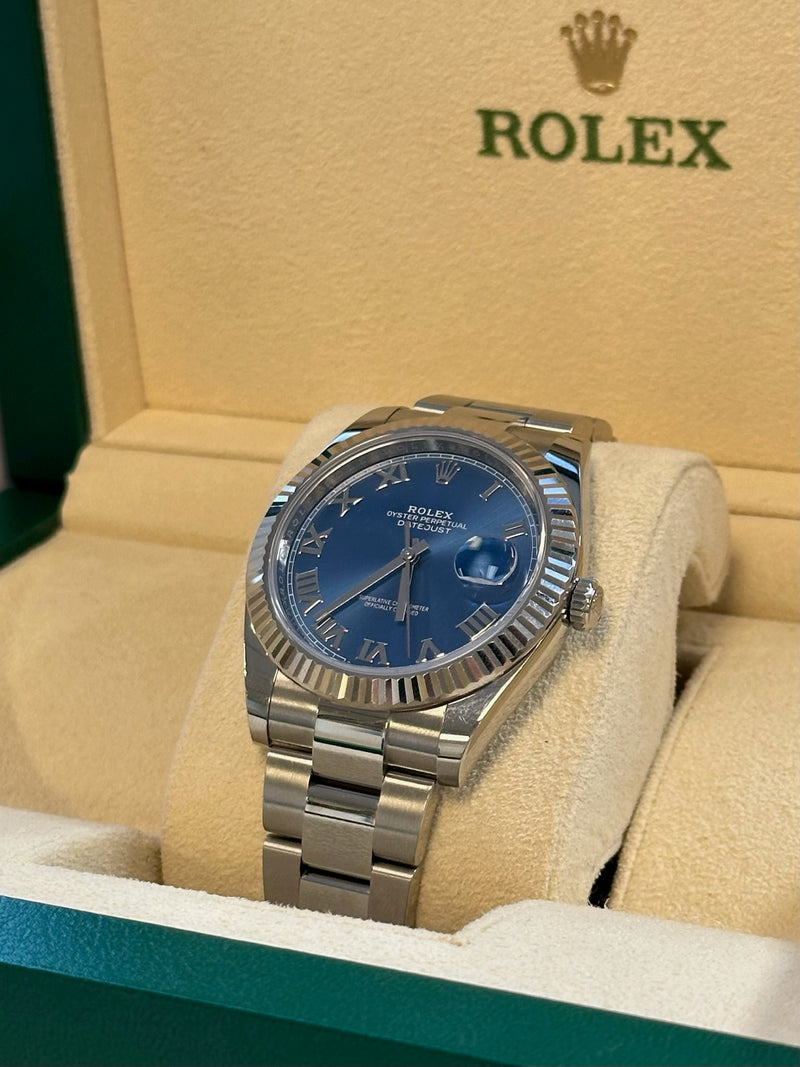 Rolex - Pre-owned Datejust 41mm Blue Roman Dial Oyster Bracelet 126334