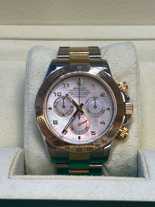 Rolex - Pre-owned Two Tone Daytona Mother of Pearl (MOP) Dial 116523