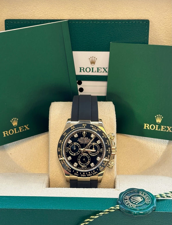 Rolex - Pre-owned Yellow Gold Daytona Black Diamond Dial 116518LN