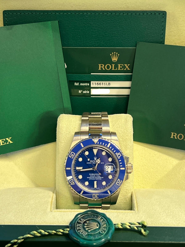 Rolex - Pre-owned White Gold Submariner Smurf 116619LB