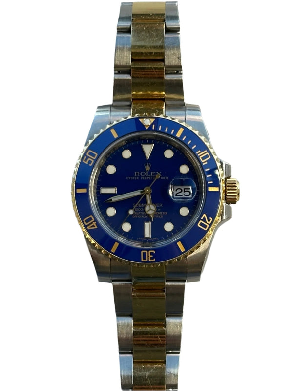 Rolex - Pre-owned Two Tone Yellow Gold Submariner Bluesy 116613LB