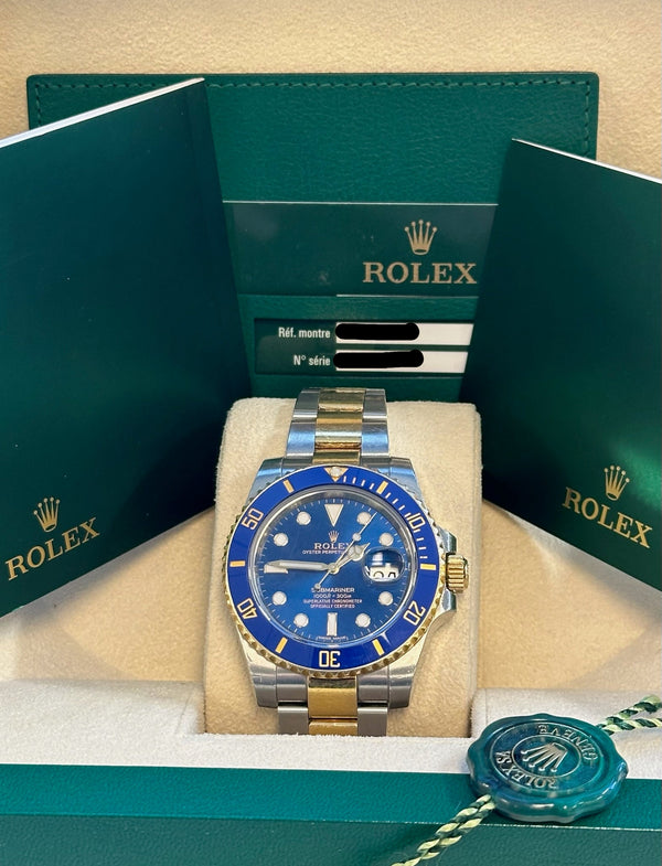 Rolex - Pre-owned Two Tone Yellow Gold Submariner Bluesy 116613LB