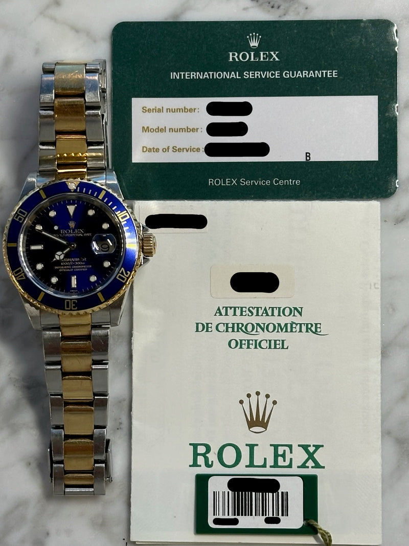 Rolex - Pre-owned Two Tone Yellow Gold Submariner Bluesy 16613