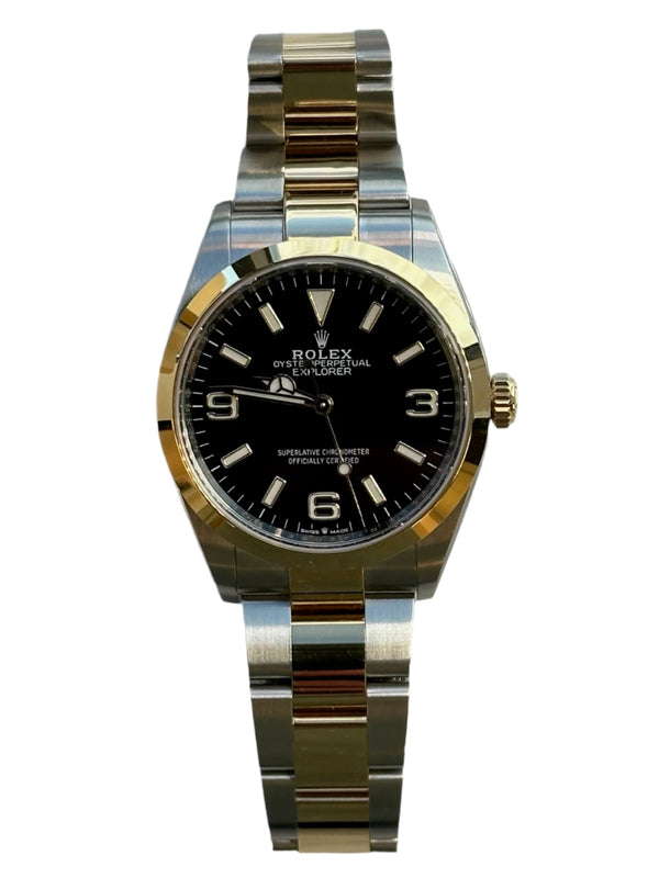 Rolex - Pre-owned Two Tone Yellow Gold Explorer 36mm Black Dial 124273