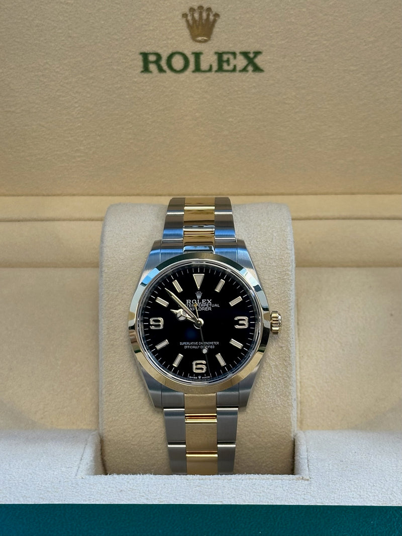 Rolex - Pre-owned Two Tone Yellow Gold Explorer 36mm Black Dial 124273