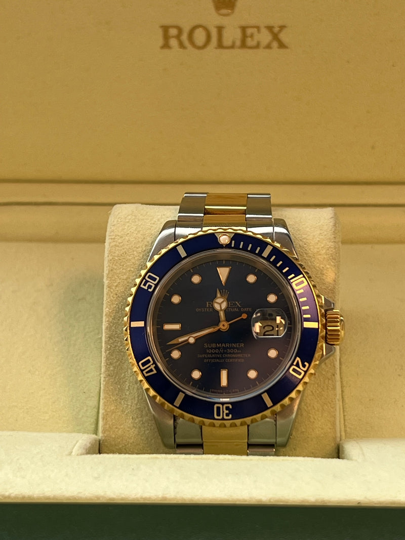 Rolex - Pre-owned Two Tone Yellow Gold Submariner Blue Dial 16613