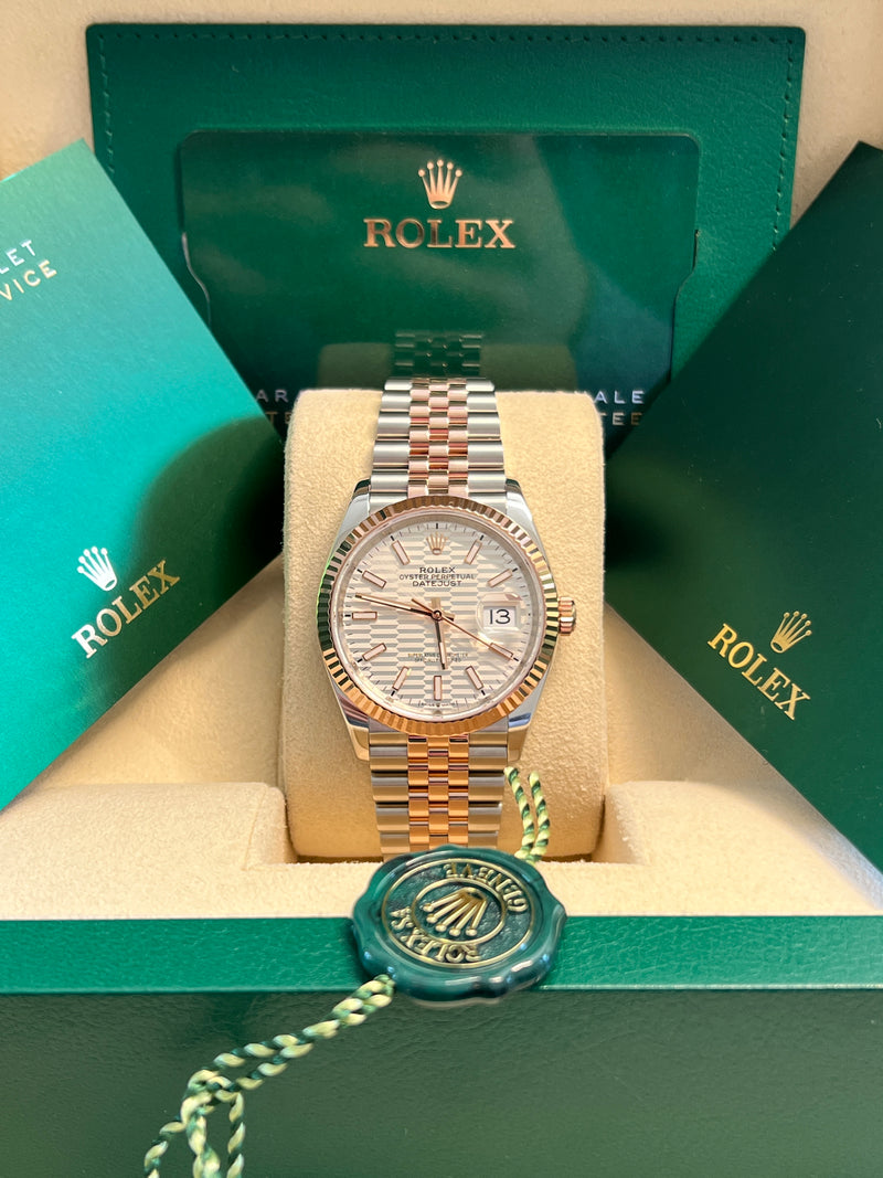 Rolex - Unworn Two Tone Rose Gold Datejust 36mm Silver Motif Dial 126231