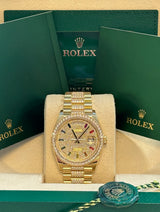 Rolex - Pre-owned Yellow Gold Day-Date 36mm Presidential Pave Rainbow Diamond Dial Diamond Bezel 128348RBR