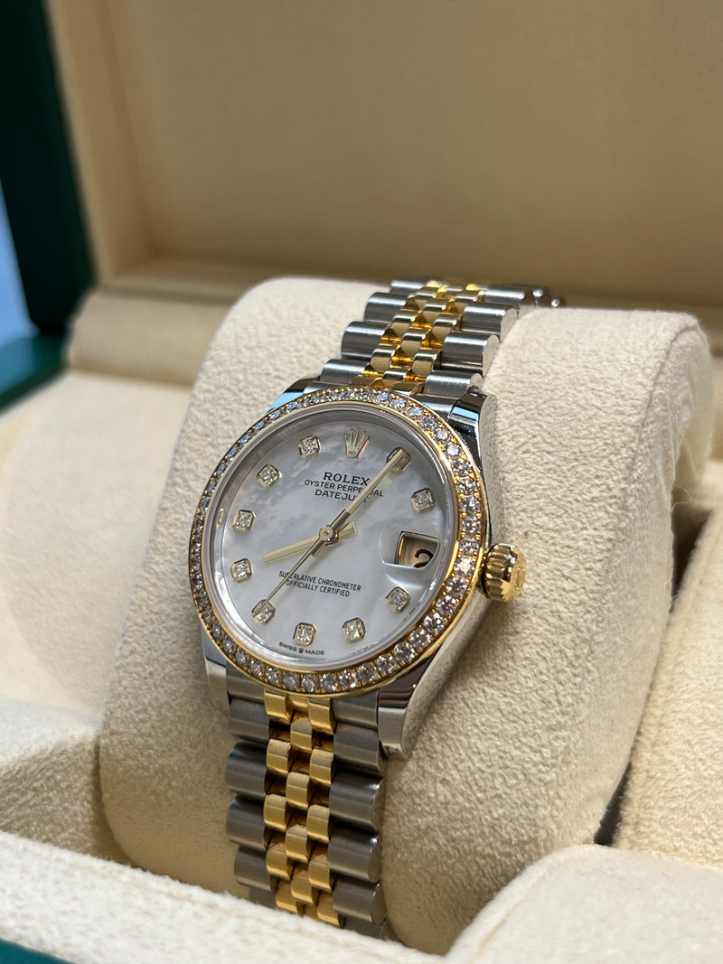 Rolex - Pre-owned Two Tone Yellow Gold Datejust 31mm MOP (Mother of Pearl) Dial Diamond Bezel 278383RBR