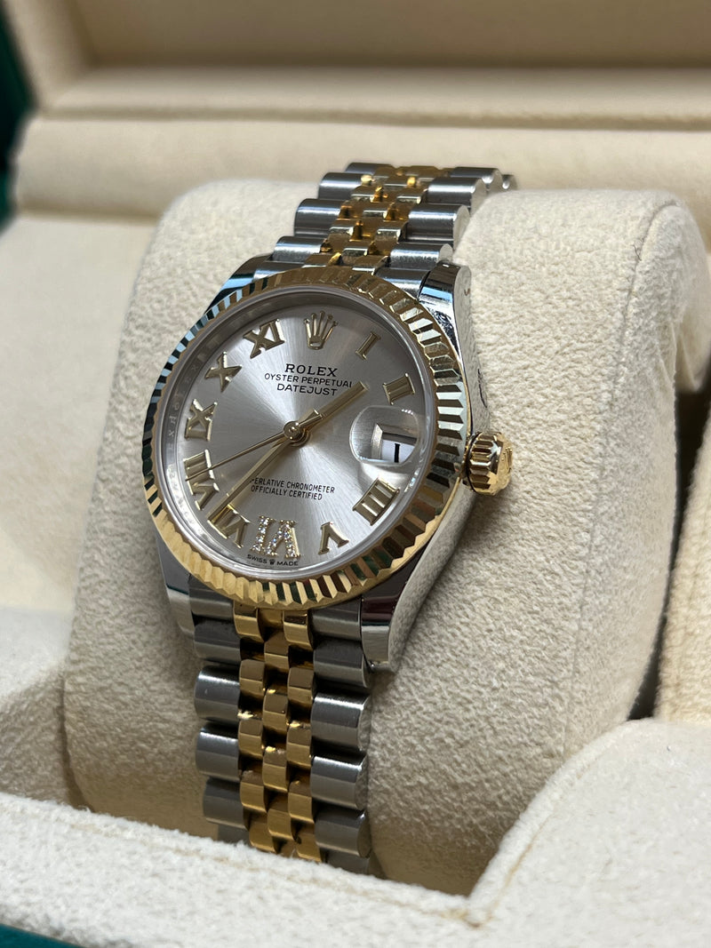 Rolex - Pre-owned Two Tone Yellow Gold Datejust 31mm Silver Diamond VI Dial 278273