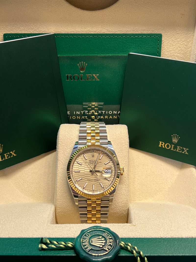 Rolex - Pre-owned Two Tone Yellow Gold Datejust 36mm Fluted Motif Dial 126233