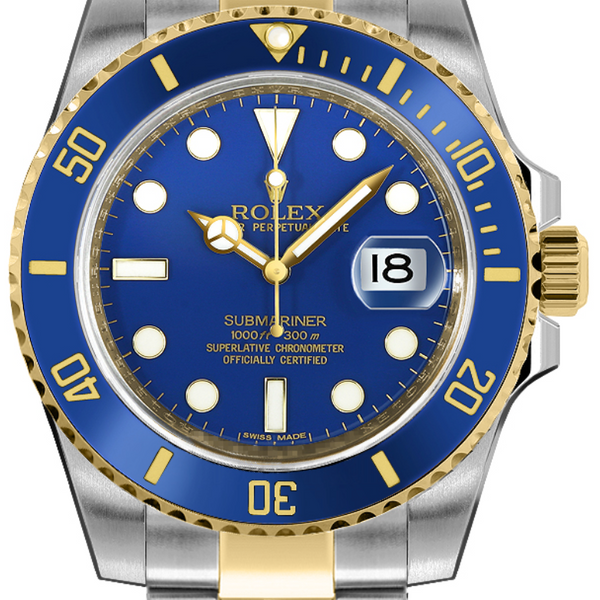 Blue and gold rolex submariner price sale