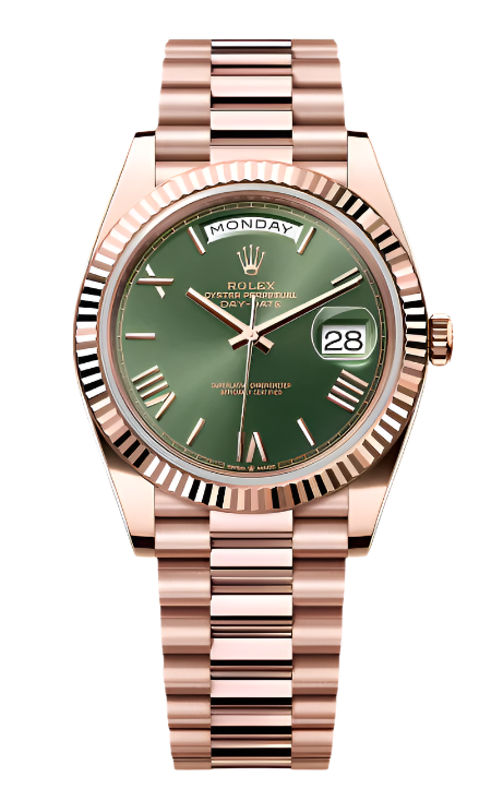 Rolex - Unworn Rose Gold Day-Date 40 Presidential Olive Green Dial 228235