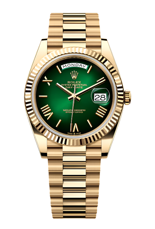 Rolex - Unworn Yellow Gold Day-Date Presidential Green Ombre Dial 228238