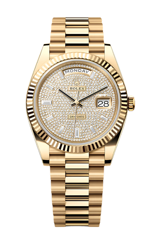 Rolex - Unworn Yellow Gold Day-Date Presidential Pave Diamond Dial 228238