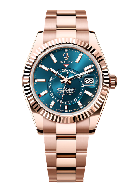 Rolex - Unworn Rose Gold Sky-Dweller Blue Dial Oyster Bracelet 336935