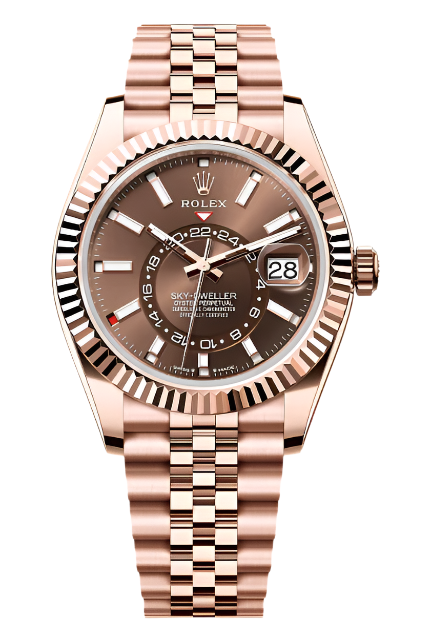 Rolex - Unworn Rose Gold Sky-Dweller Chocolate Dial Jubilee Bracelet 336935