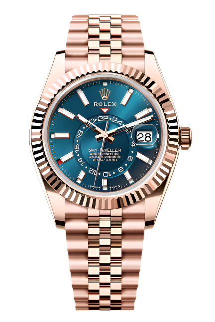 Rolex - Unworn Rose Gold Sky-Dweller Blue Dial Jubilee Bracelet 336935