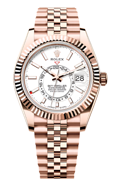 Rolex - Unworn Rose Gold Sky-Dweller White Dial Jubilee Bracelet 336935