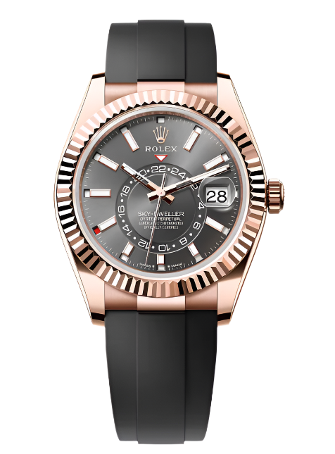 Rolex - Unworn Rose Gold Sky-Dweller Slate Dial Oysterflex 336235