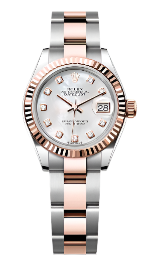 Rolex - Unworn Two Tone Rose Gold Datejust 28mm Mother of Pearl (MOP) Diamond Dial Oyster Bracelet 279171