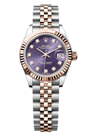 Rolex - Unworn Two Tone Rose Gold Datejust 28mm Purple Diamond Dial Jubilee Bracelet 279171