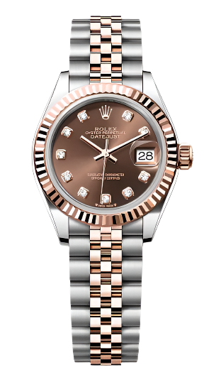 Rolex - Unworn Two Tone Rose Gold Datejust 28mm Chocolate Diamond Dial Jubilee Bracelet 279171