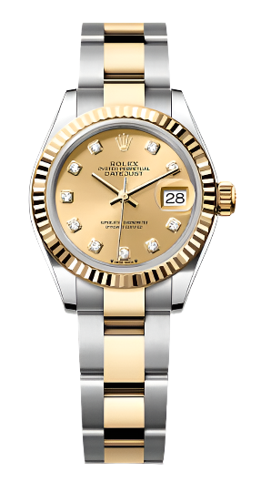 Rolex - Unworn Two Tone Yellow Gold Datejust 28mm Champagne Diamond Dial Oyster Bracelet 279173