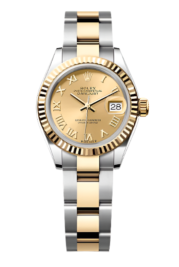 Rolex - Unworn Two Tone Yellow Gold Datejust 28mm Champagne Roman Dial Oyster Bracelet 279173