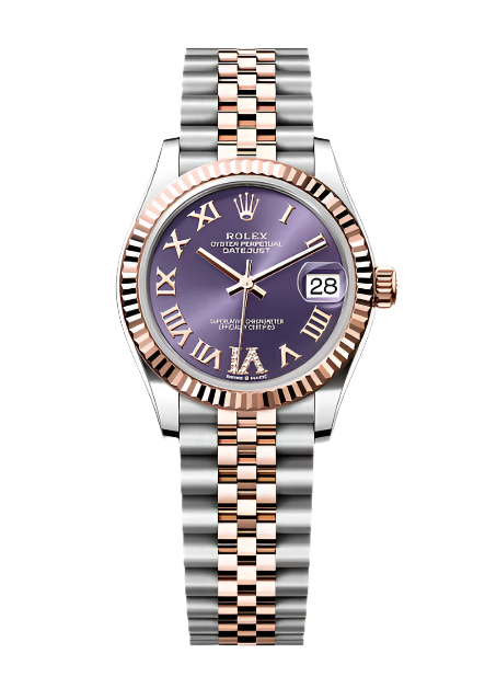 Rolex - Unworn Two Tone Rose Gold Datejust 31mm Purple Roman Diamond Dial Jubilee Bracelet 278271