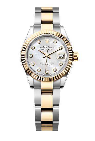 Rolex - Unworn Two Tone Yellow Gold Datejust 28mm Mother of Pearl (MOP) Diamond Dial Oyster Bracelet 279173