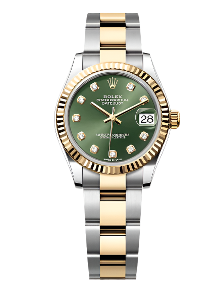 Rolex - Unworn Two Tone Yellow Gold Datejust 31mm Olive Green Diamond Dial Oyster Bracelet 278273