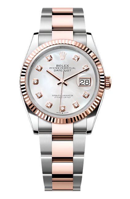 Rolex - Unworn Two Tone Rose Gold Datejust 36mm Mother of Pearl (MOP) Diamond Dial Oyster Bracelet 126231