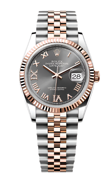 Rolex - Unworn Two Tone Rose Gold Datejust 36mm Slate Diamond VI Dial Jubilee Bracelet 126231