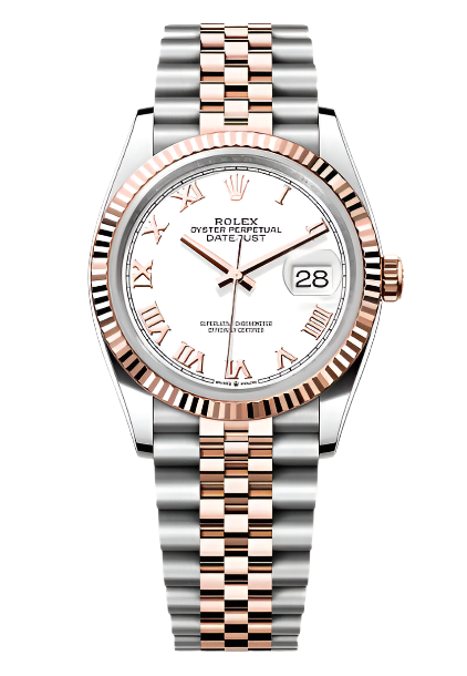 Rolex - Unworn Two Tone Rose Gold Datejust 36mm White Roman Dial Jubilee Bracelet 126231