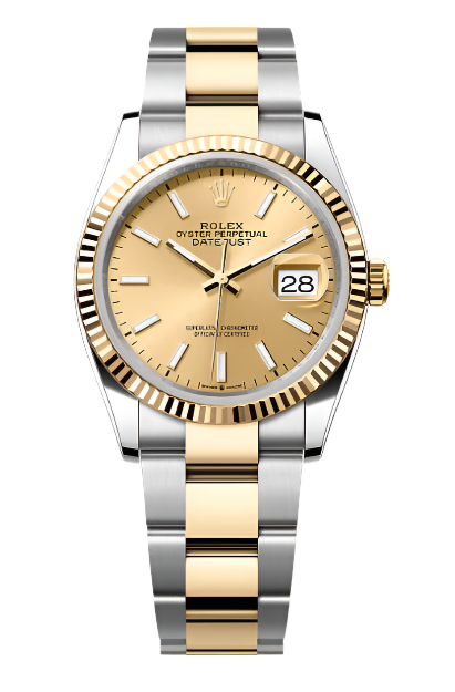 Rolex - Unworn Two Tone Yellow Gold Datejust 36mm Champagne Index Dial Oyster Bracelet 126233