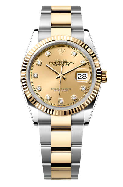 Rolex - Unworn Two Tone Yellow Gold Datejust 36mm Champagne Diamond Dial Oyster Bracelet 126233