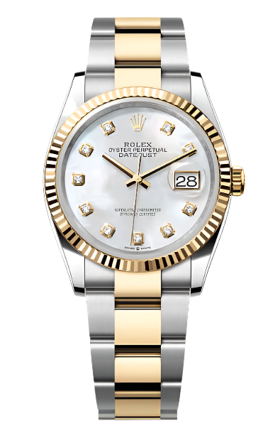 Rolex - Unworn Two Tone Yellow Gold Datejust 36mm Mother of Pearl (MOP) Diamond Dial Oyster Bracelet 126233