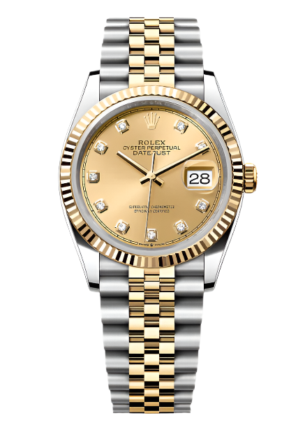 Rolex - Unworn Two Tone Yellow Gold Datejust 36mm Champagne Diamond Dial Jubilee Bracelet 126233