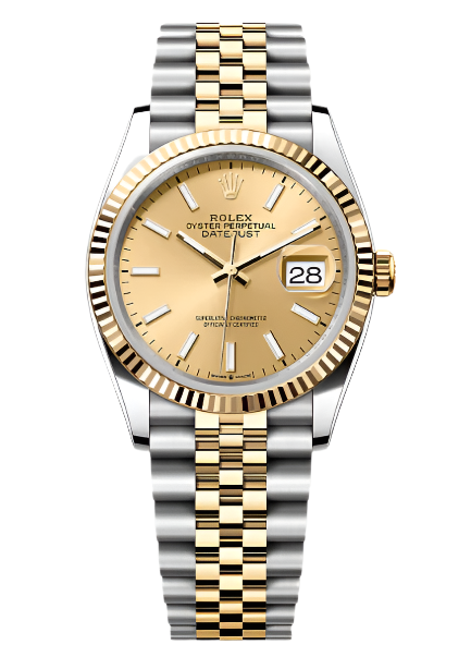 Rolex - Unworn Two Tone Yellow Gold Datejust 36mm Champagne Index Dial Jubilee Bracelet 126233