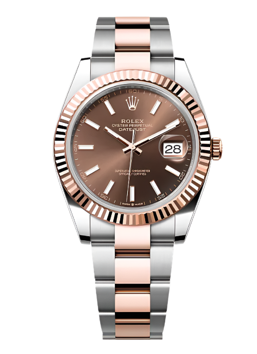 Rolex - Unworn Two Tone Rose Gold Datejust 41mm Chocolate Index Dial Oyster Bracelet 126331