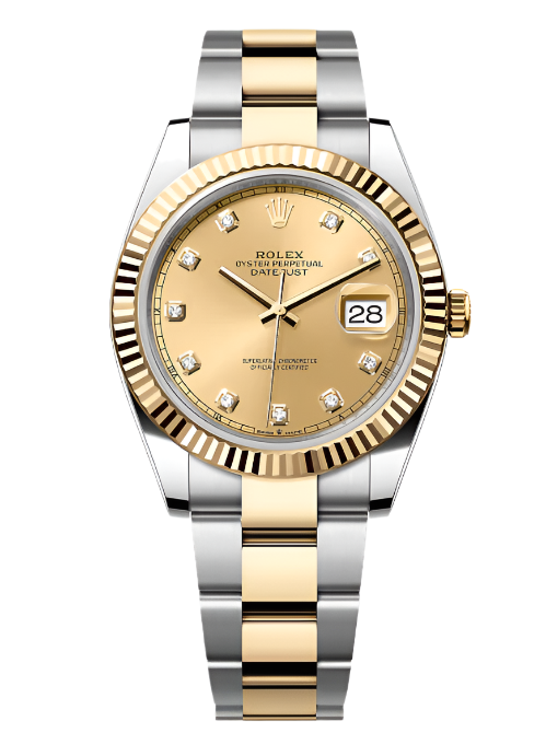 Rolex - Unworn Two Tone Yellow Gold Datejust 41mm Champagne Diamond Dial Oyster Bracelet 126333